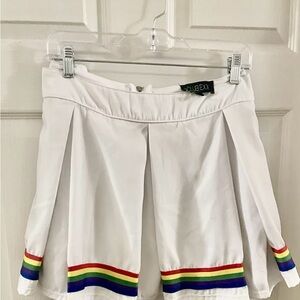 Club Exx White Rainbow Pleated Skirt Size 3X Plus Festival Rave Pride Skirt